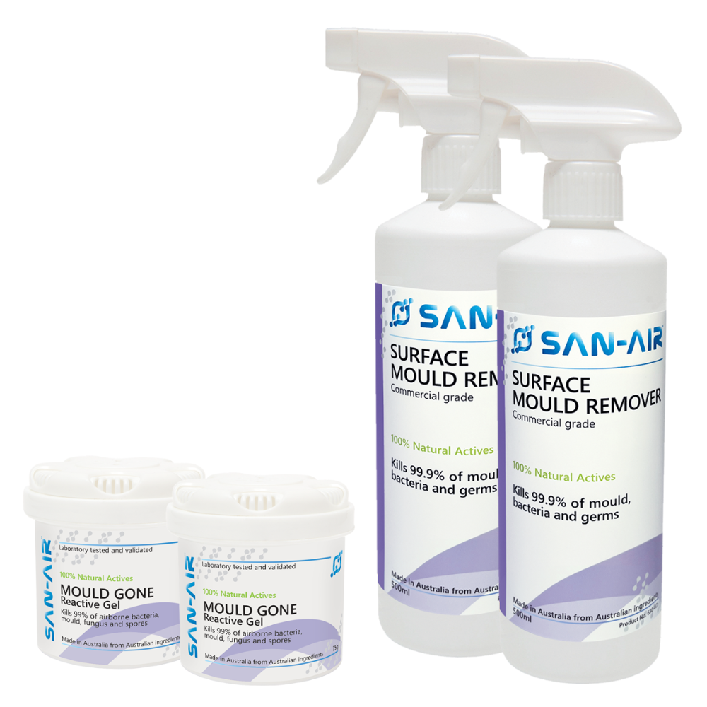 SAN-AIR Mould Treatment BUNDLE - 2 Mould Remover Sprays  + 2 Mould Gone Gels