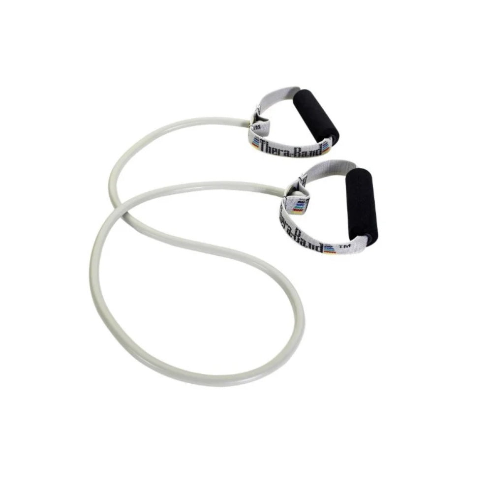 TheraBand Resistance Tubing With Soft Handles 1.2m Super Heavy Silver ...